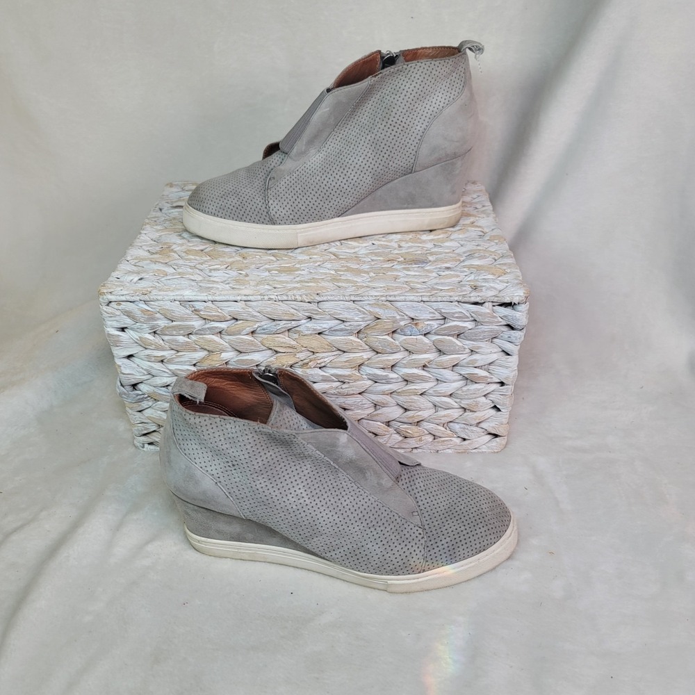 Paolo Linea Felicia Gray Suede Wedge Sneaker Women's Size 6.5 M Retro Y2K Ankle